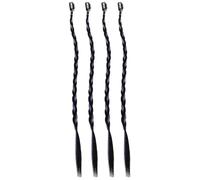 DEARMAMY 4pezzi Extension Capelli Treccine Bionde Clip ad Artiglio Design Spina di Pesce Colore Nero e Blu Adatto per Coda di Cavallo Eventi e Cosplay