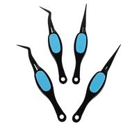 DEARMAMY 4pezzi Pinzette in Acciaio Inox per Nail Art Reverse Action Punta Curva e Dritta per Collezionare Strass e Adesivi Uso Professionale e Artigianale