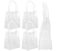 DEARMAMY 5 Pezzi Borsa Trasparente Borsa Del Vino Riutilizzabile Chiaro Sacchetti Di Cellophane Borse Tote Portatore Di Vino Sacchi Di Vino Sacchetti Trasparenti Con Manici Pvc