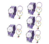 DEARMAMY 5sets Orologio Per Ragazzo Ragazza Unicorno Con Braccialetti Colorati Stile Per Ragazze Orologio Facile Da Leggere Con Numeri Grandi Per Compleanni e Occasioni Speciali