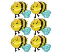 DEARMAMY 6 Palloncini a Forma di Ape in Pellicola di Alluminio Gialli per Feste di Compleanno e Tema Primavera, Decorazioni Cartoon Adorabili, Confezione da 6 Pezzi