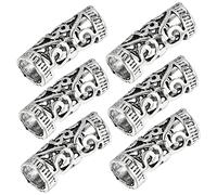 DEARMAMY 6 Pezzi Copricapo cavo retrò Accessori per per serrature del terrore gioielli dreadlock Jewlery anelli cerchi per gioielli spaventosi Metallo Argento