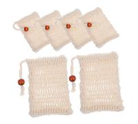 DEARMAMY 6 Pezzi Sacchetti Esfolianti per Sapone con Scrubbante e in Legno Sacchetti Sapone Artigianale per Doccia e Bagno Facili da Asciugare per Esfoliare e Conservare Saponi