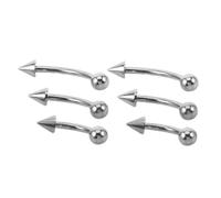 DEARMAMY 6pezzi Anello di Acciaio Inossidabile per Sopracciglio Bilanciere Curvo Gioielli per Sopracciglia di Piercing per Viso Accessori per Piercing da Donna