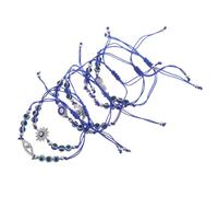 DEARMAMY 6pezzi Bracciale con Ciondolo Forma di Occhio Turco e Perline Distanziatrici Artigianali Bracciale Regolabile Anti-malocchio per Donne Adatto Feste Preghiere e Regali
