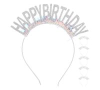 DEARMAMY 6pezzi Fascia Per Cerchietto Di Buon Compleanno Accessori Per Feste Di Compleanno Per Donne e Ragazze Copricapo Glitterato Per Eventi Decorazioni Per Compleanni Con Lustrini