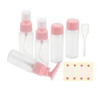 DEARMAMY 7Pezzi Contenitori Viaggio Ricaricabili Stagna Bottiglie Toeletta Compatte Per Lozione e Shampoo Rosa Perlato Per Viaggi e Trasporti