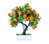 DEARMAMY Arancio Artificiale In Vaso Mini Finto Frutto Bonsai Finto Arancio Pianta Verde Simulazione Realistici Mandarini Con Vaso Per Centrotavola Tavolo Da Cucina