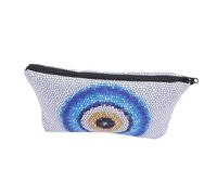 DEARMAMY Borsa Cosmetica Impermeabile Con Organizer Motivo Occhio Del Diavolo Per Donna Con Occhi A LED Borsa Per Il Trucco Carina Portatile Trapuntata Da Ballo Con Cerniera In
