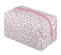 DEARMAMY Borsa Cosmetici Portatile Con Zip Organizer Makeup Da Viaggio Con Design Floreale Pochette Slim e Leggera Per Trucco e Accessori Femminili