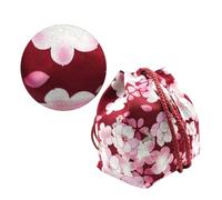 DEARMAMY Borsa in Stile Giapponese Coulisse Portamonete Portatile e Borsa per Cosmetici Colore Rosso Vino Adatta a Viaggi e Impiego Quotidiano