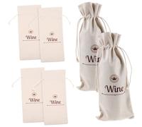 DEARMAMY Borsa per 6 Pezzi Sacchetti Coulisse per Bottiglie Vino Borsa Decorativa Riutilizzabile Stampa Inglese per Regali e Speciali