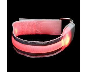 DEARMAMY Bracciale LED Luminoso per Corsa Notturna Segnale di Sicurezza a Lampi, Bracciale Fluorescente in Nylon 2 Batterie Pulsante per Corsa e Bici Notturna