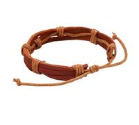 DEARMAMY Bracciale Per Donna Stile Punk Vintage in Pelle Braccialetto Lavorato A Maglia Catena Da Polso Braccialetto Marrone