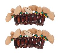 DEARMAMY Braccialetto in Guscio Di Nocciolo Campanella 2 Pezzi, Strumento a Percussione Di Stile Africano, Decorativo e Resistente Per Ragazzo Ragazza e Feste