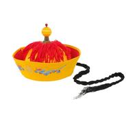 DEARMAMY Cappello Antico Dell’Imperatore Cinese in Stile Qing con Trecce a Coda di Cavallo Accessorio per Costume da Festa e Cosplay Teatrale Copricapo Tradizionale Asiatico per Adulti e
