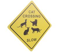 DEARMAMY Cartello Attraversamento Gatti in Metallo Stile Retrò Decorazione Murale Vintage per Ristoranti e Bar Targa Avvertimento Gatto che Attraversa in Ferro
