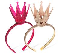 DEARMAMY Cerchietto a Per Bambine 2 Pezzi Fascia in Oro e Rosa Per Feste e Compleanni Accessori Glamour Per Ragazze