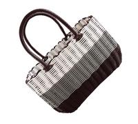 DEARMAMY Cestino Intrecciato in Plastica con Manici, Grande Contenitore Portaoggetti per Doccia e Cucina, Cestino Porta Giocattoli da Bagno Portatile per Organizzazione Casa e Spesa