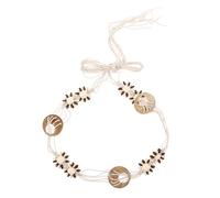DEARMAMY Cintura Elegante Cintura Intrecciata a Mano con Perline di Conchiglia di Cocco Boho Intrecciata Regolabile Moda Donna Ragazze Beige