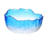 DEARMAMY Ciotola Ammollo Unghie in Vetro Blu Gradiente con Dorato Manicure per Ammorbidire Cuticole e Rimuovere Strumento per e Domestico