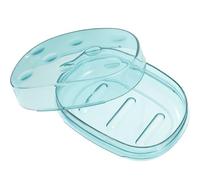 DEARMAMY Contenitore Porta Saponetta Blu in Pcdg Doppio Strato e Coperchio, Porta Sapone per Bagno e Toilette, Stile Giapponese