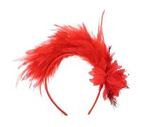 DEARMAMY Copricapo di fascia piuma fasce da donna fascia ad arco per le donne copricapo d'oro Bande per per donne Nozze Copricapo anni '20 Accessori per rosso