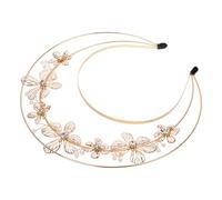 DEARMAMY Crown Imitation Pearl Headband for Women Delicate Metal Floral Headdress for Photography Parties and Special Occasions