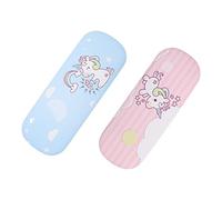 DEARMAMY Custodia Occhiali Unicorno per Ragazzo Ragazza 2 Pezzi in Pu Resistente alla Pressione Design Creativo e Portatile per Uso Outdoor e Protezione Sicura degli Occhiali