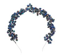 DEARMAMY Elegant Bridal Hair Accessory in Ink Lightweight Beaded Mesh Headband For Bride Comfortable Wedding Headdress Suitable For Updos And Braided Styles