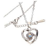 DEARMAMY Elegante Collana Da Donna Con Ciondolo A Forma Di Cuore in 100 Lingue ti Amo Ciondolo Alla Moda