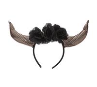 DEARMAMY fascia di corno Black Horns Head Bash copricapo di corno copricapo del dei morti Cesto del cranio fascia floreale fasce di fiori per le donne fascia per le donne stoffa Nero