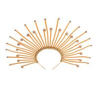 DEARMAMY Fascia D'oro Costumi Halloween Copricapo a Punta Tiara Della Dea Di Halloween Per Donna Costume Da Signora Libertà Copricapo Solare Fascia Solare Golden Plastica