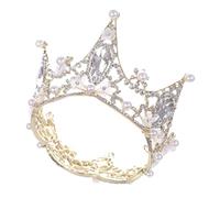 DEARMAMY Fascia fiore di perla diadema reale di nozze copricapo da sposa in stile barocco corone di tiara principessa Tiara di matrimonio diadema ingioiellato lega