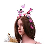 DEARMAMY Fascia per Sposa con Design Farfalle Colorate Accessorio per Cerimonie e Feste per Nubilato e Matrimonio Rosa