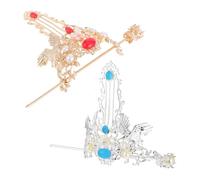 DEARMAMY Forcine per Chioma Hanfu Motivo Gru 2 Pezzi, Fermagli in Lega Leggera Argento e Oro, Accessori Tradizionali Cinesi per Chignon e Cerimonie, Copricapo Vintage per Eventi Culturali