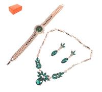 DEARMAMY Gioielli Verdi Per Donna Collana e Orecchini Abbinati Orologio e Design Elegante Per Ogni Occasione
