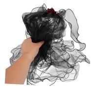 DEARMAMY Halloween Dark Witch Bridal Veil Headband With Roses Lightweight Gothic Floral Carnival Headpiece For Women Cosplay Party