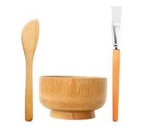 DEARMAMY Kit Maschera Per Viso in Legno Set Da 3 Pezzi Con Ciotola Per Mescolare Maschere, Pennello Delicato e Spatola Per Applicazione Uniforme, Strumenti Riutilizzabili Per Cura Della Pelle a Casa