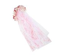 DEARMAMY La Sposa Fantasma Sangue Sul Suo Velo Copricapo Di Velo Di Halloween Copricapo in Costume Per Halloween Fascia Con Teschio Di Garza Rosa Fiore Del Copricapo Veli Neri Maglia