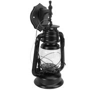 DEARMAMY Lampada da Parete Vintage Stile Lanterna Kerosene in Ferro e Vetro Applique Decorativa per Interni e Corridoi Senza Lampada Nero Illuminazione Retrò Multifunzionale per Casa e