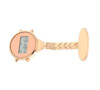 DEARMAMY Modulo infermiere elettronico orologio da appendere salute orologio con risvolto floreale leggero orologio per le donne e clip orologio con spilla orologi da donna lega Rose Gold