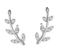DEARMAMY Orecchini Donna Leaf Ear Climbers in Metallo Design Foglia Raffinato con Zirconi Accessori Anallergici per Quotidianità e Occasione Speciale