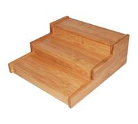 DEARMAMY Organizer Spezie Cucina a 3 Livelli in Bambù Allungabile | Struttura Telescopica, Base Stabile e Montaggio senza Installazione, per Piano Cucina e Bagno