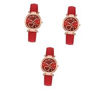 DEARMAMY Orologio Da Donna Braccialetto Per Ragazze Orologi Di Moda Per Le Donne Orologio Digitale Braccialetti Per Ragazze Orologio Del Cuore Per Le Donne Rosso Finta Pelle