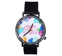DEARMAMY Orologio Da Polso Alla Moda Per Ragazzi E Ragazze Con Movimento Al Quarzo E Design Con Lettere Buona Pasqua
