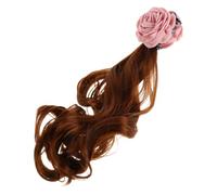 DEARMAMY Parrucca Riccia Marrone con Estensione per Coda di Cavallo Clip per Capelli e Fiori Finti Adatta per Donne Cosplay e Feste Realistica e Confortevole per Uso Quotidiano