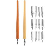 DEARMAMY Penna da Calligrafia in Legno Vintage con Pennini in Inossidabile Completo per Scrittura e Disegno Artistico Impugnatura Ergonomica Irregolare per Calligrafia e Hand Lettering