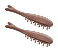 DEARMAMY Pettine Massaggiante in Legno di Sandalo 2 Pezzi Pettine per Massaggio del Cuoio Capelluto a Perni Arrotondati Spazzola Districante Portatile a Forma di Balena per Cura Delicata