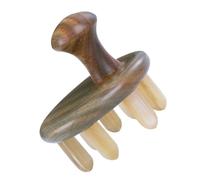DEARMAMY Pettine Massaggiatore in Corno di Bue e Legno di Sandalo per Cuoio Capelluto Denti Rotondi a Sette Stelle per Massaggio Manuale Rilassante e Personale